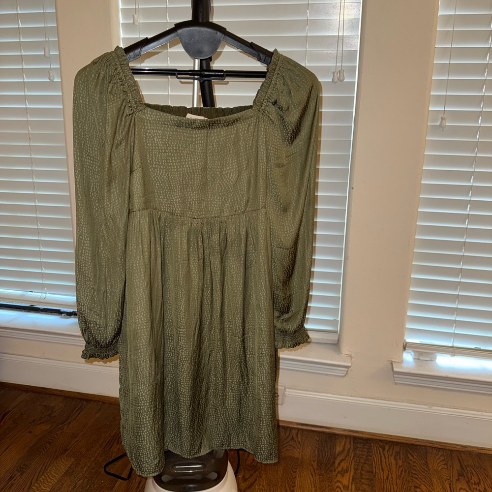 LOFT Green Mini Dress Flowy Design